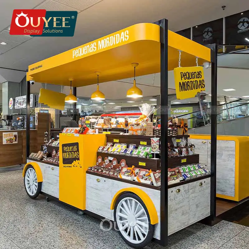 LED-Goldener mobiler Kiosk-Theken in Einkaufszentren – Süßwaren- und Blumenstand-Display 1