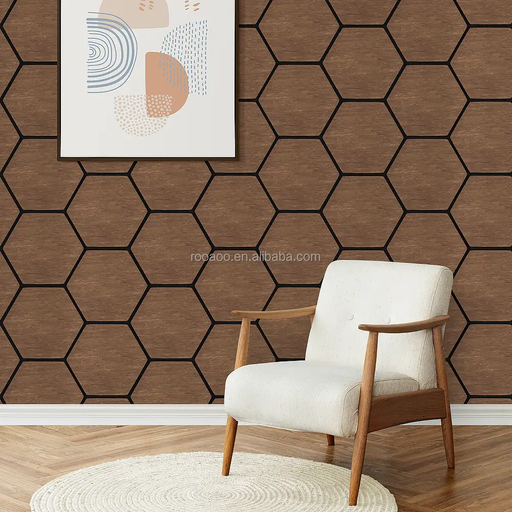 Hexagon Akupanel White Oak Wood Acoustic Slat Wall Panel with Natural Wood 1