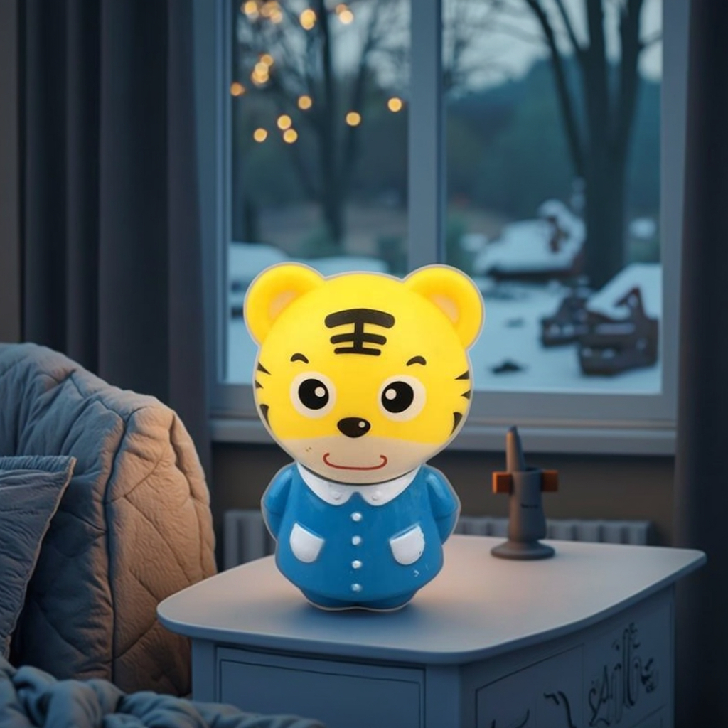 Smart Led Night Light W102 With Tiger Shade For Kids Cute Cartoon Mini Lamp For Bedroom Bedside Plug-in Power Supply 1