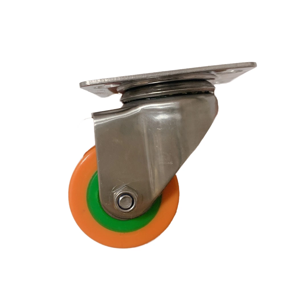 100kg Load Capacity 50mm Stainless Steel Heavy Duty Pu Casters Wheel 2 Inch Low Gravity Pu Casters Wheel With Double Bearing 1