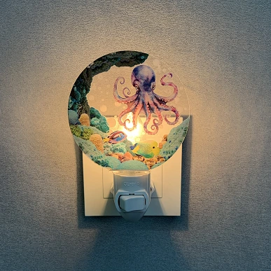Custom 3D Acrylic Night Light GL-ZY Whale Ocean Acrylic For Indoor Socket Night Light 1