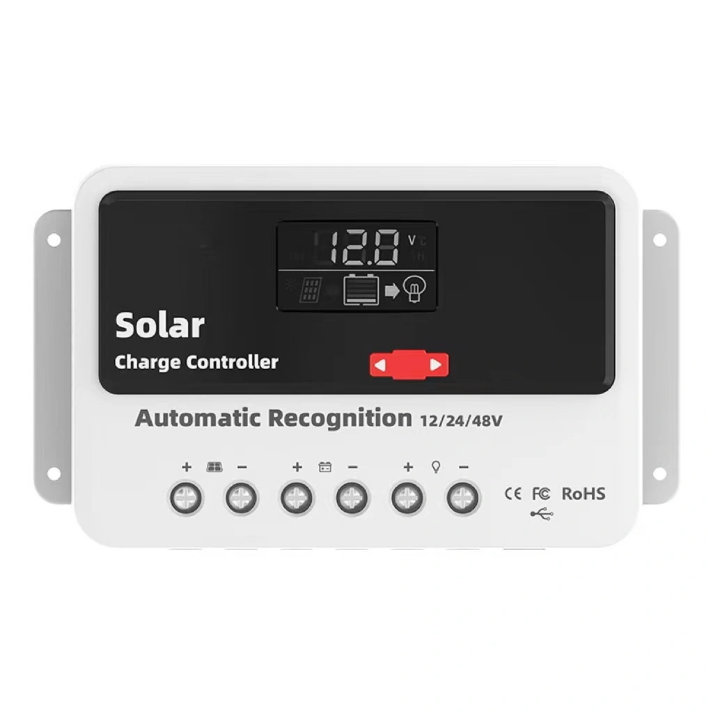 وحدة تحكم شحن الطاقة الشمسية، منظم لوحة الطاقة الشمسية 12 فولت/24 فولت/48 فولت مع شاشة LCD قابلة للتعديل ومنفذ USB مزدوج لإعداد المؤقت 1
