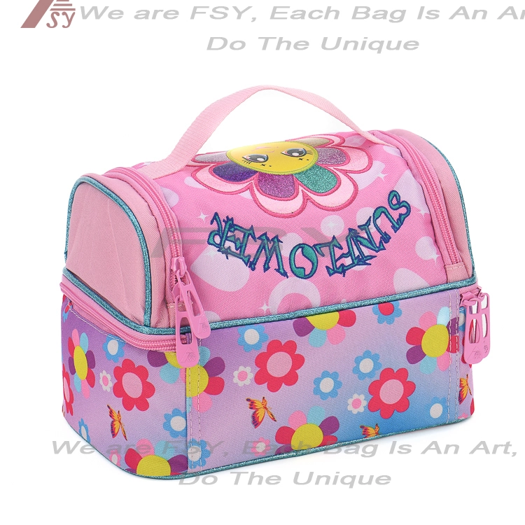 Ounier New Arrival Colorful Cartoon Printing Thermal Insulation Cooler Bag Kids Lunch Box Bag For Children 1