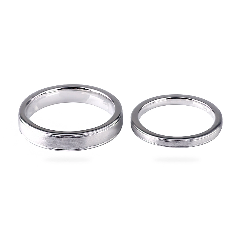 Effet de gommage 14k Band de bague de mariage en or blanc pour couples 1