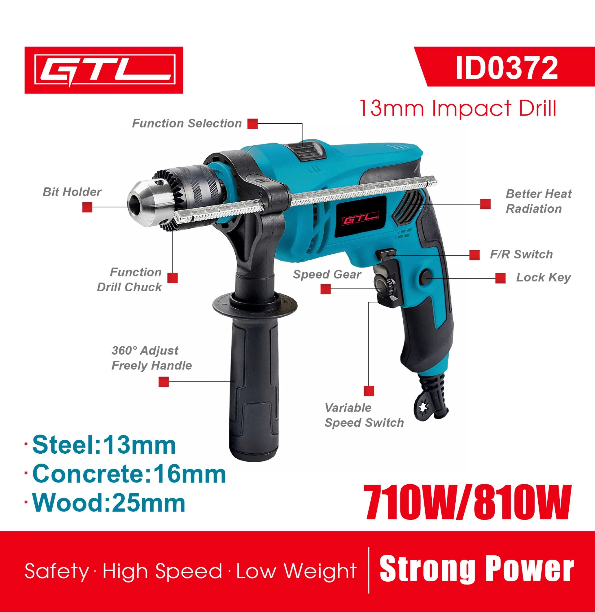 500W Electric Drill Tool With LED Indicator And Flashlight - GTL Tool 5