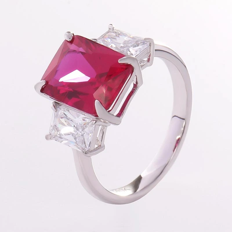 Rague en or blanc 10k de style en pierre avec 10x14 Corundum Ruby Gemstone pour l'assortiment quotidien 1