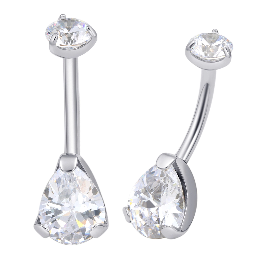 Fashionable Eternal Mental F136 Titanium Double Zirconia Belly Button Rings 14g 16g Sexy Navel Ring Body Piercing Jewelry 1