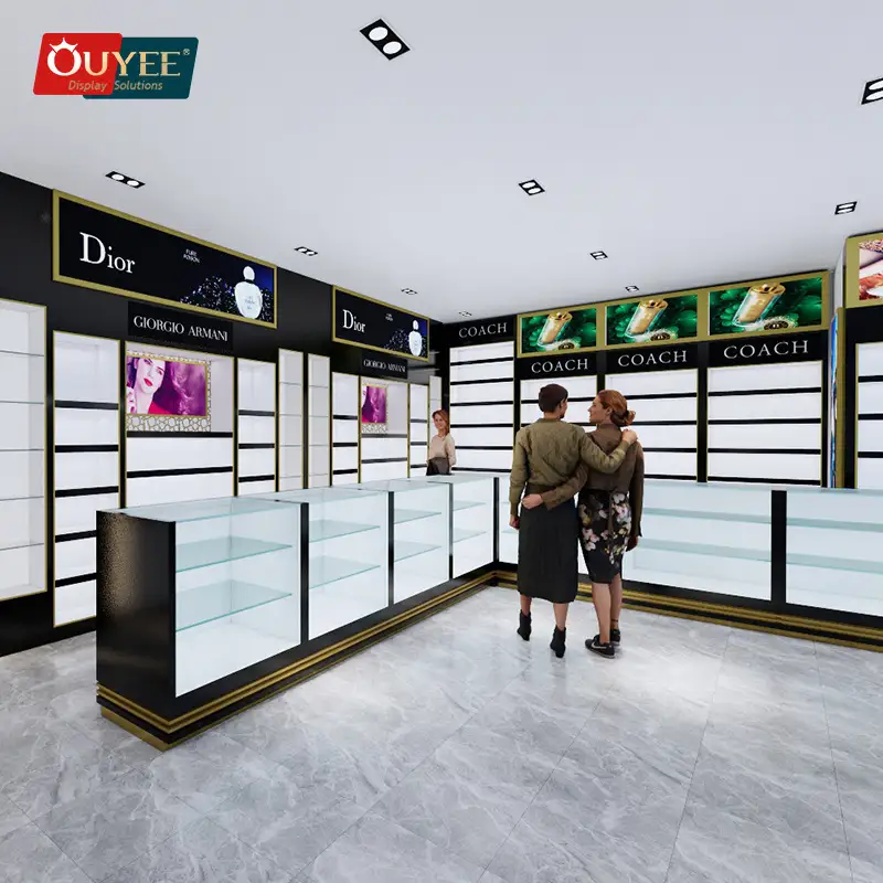 Expositor e armário para perfumes em lojas duty-free, prateleiras para cosméticos. 1