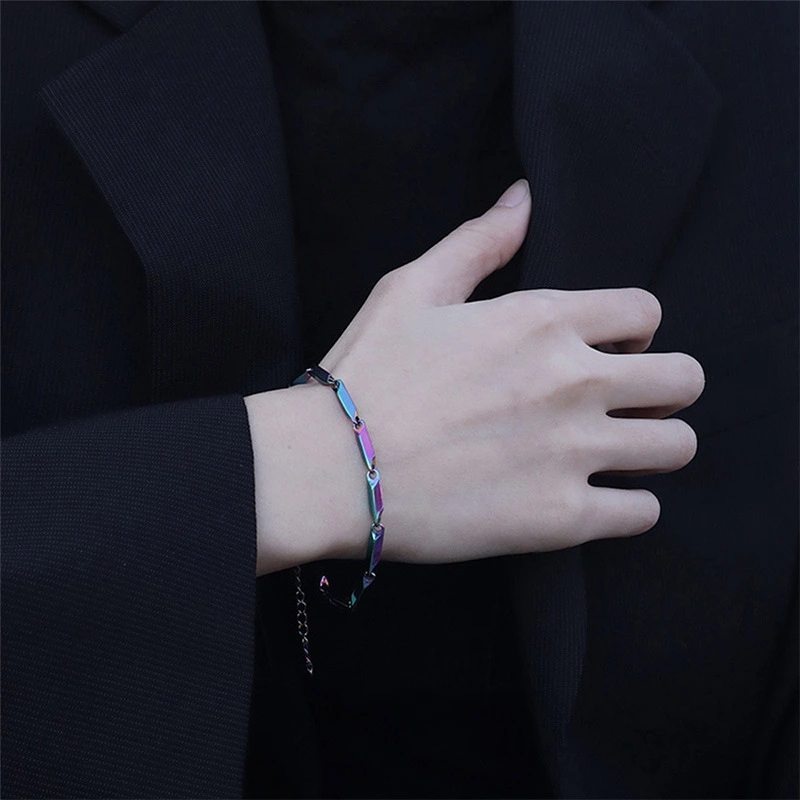Colorful Quenched Bracelet For Men And Women Simple Hip Hop Advanced Feel Bracelet Ins Niche Design Titanium Steel Bracelet 1