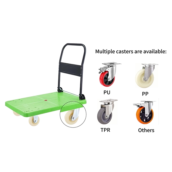 Four Wheels Folding 400kg Transportation Plastic Platform Hand Trolley 1