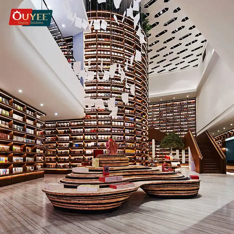 Balcões, armários e prateleiras de fábrica para livrarias e bibliotecas. 1