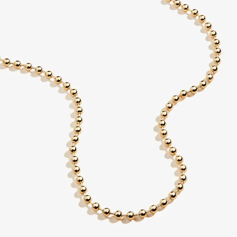 Provence Gem Solid Yellow Gold 14k 2mm Width Round Beads Ball Chain Necklace 1