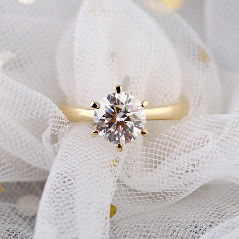 18 carats jaune or 1.5ct de def de la couleur du blanc pur bague de mariage en diamant Moisanite 1