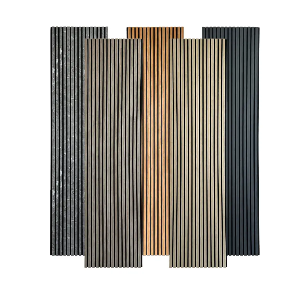 Panel acústico de listones de madera insonorizado para paredes y techos 1