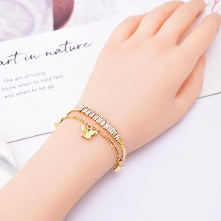 Double Layer Kid Bracelet Frosted Butterfly Stainless Steel Smooth Butterfly Waterproof And Sweat Resistant Bracelet 1