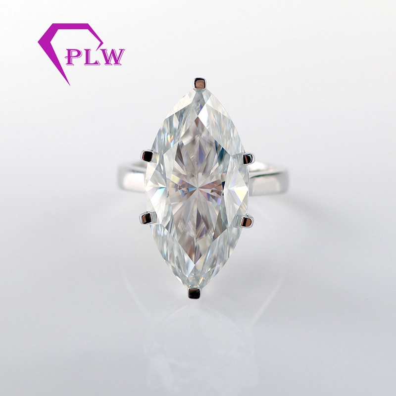 Hecho a mano 12x24mm Marquise Cut Moissanite Diamond Prong Configuración Solitaria MOISSANITE RING 1