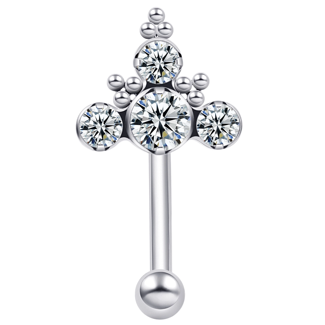 Eternal Metal New Design Astm F136 Titanium Pvd Gold Implated Clear Cz Threaded Top Belly Ring Navel Piercing Jewelry 1