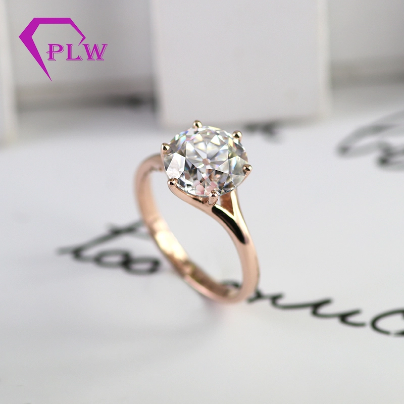 Boutique en ligne diamant synthétique 14 karat rose en or Moissanite anneau avec 8 mm Stone GH 1