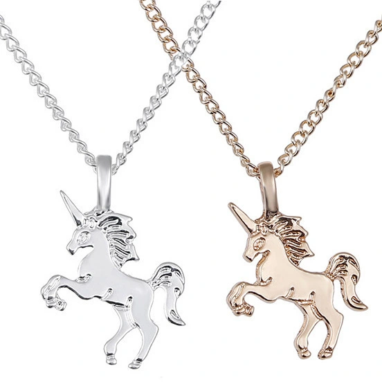 Fashion Gold Silver Plated Unicorn Pendant Necklace Alloy Horse Necklace Choker Gifts For Women Girls Friend Magical Jewelry 1