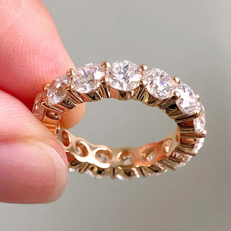 10k 14k 18k Gold Yellow Round Cut Lab Grwon Diamond 4.5mm Def Full Eternity Ring Matching Wedding Band 1