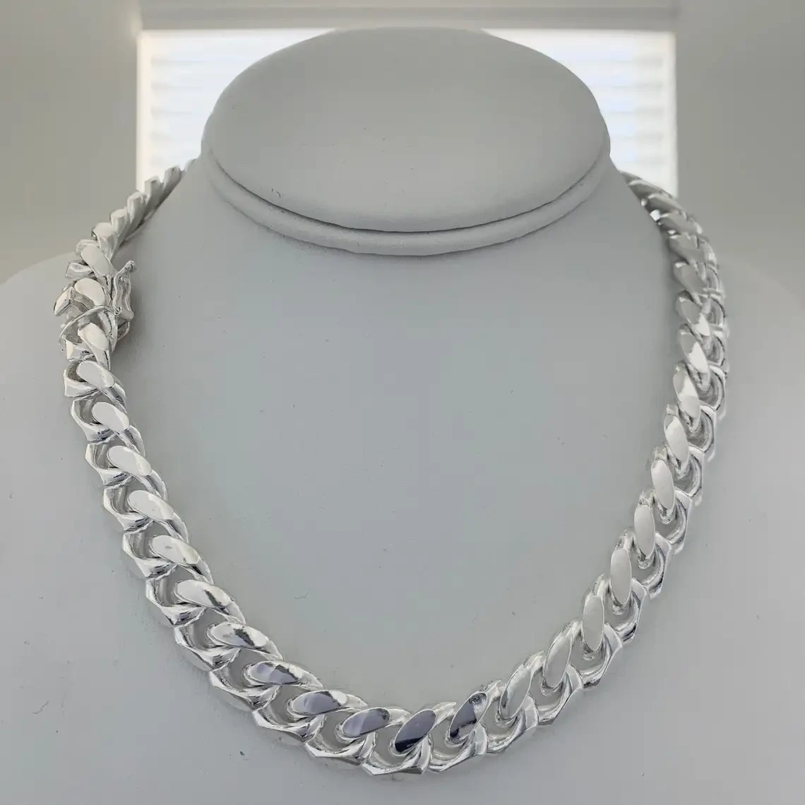 925 Sterling Silber aus Miami Hip Hop Männer Silber Kubaner Linkkette 925 Sterling Silber 1