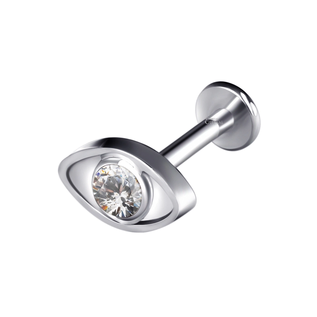 Eternal Metal Astm F136 Titanium Bezel Cz Eye Internally Threaded Labret Piercing Jewelry 1