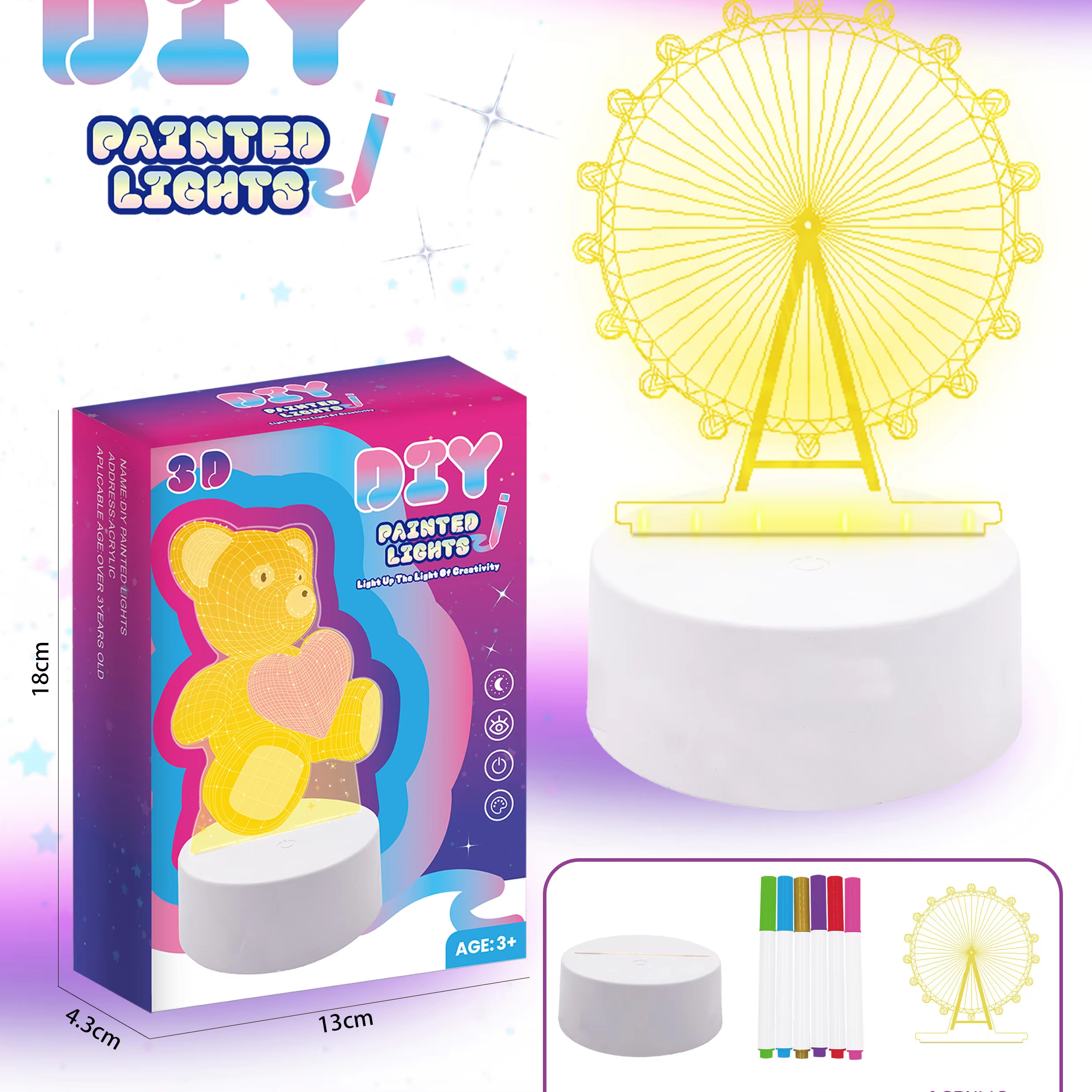 Creative Acrylic Lamp  Gl-CY13 3 Color Changing Drawing Board USB Touch Night Light Guangli 1