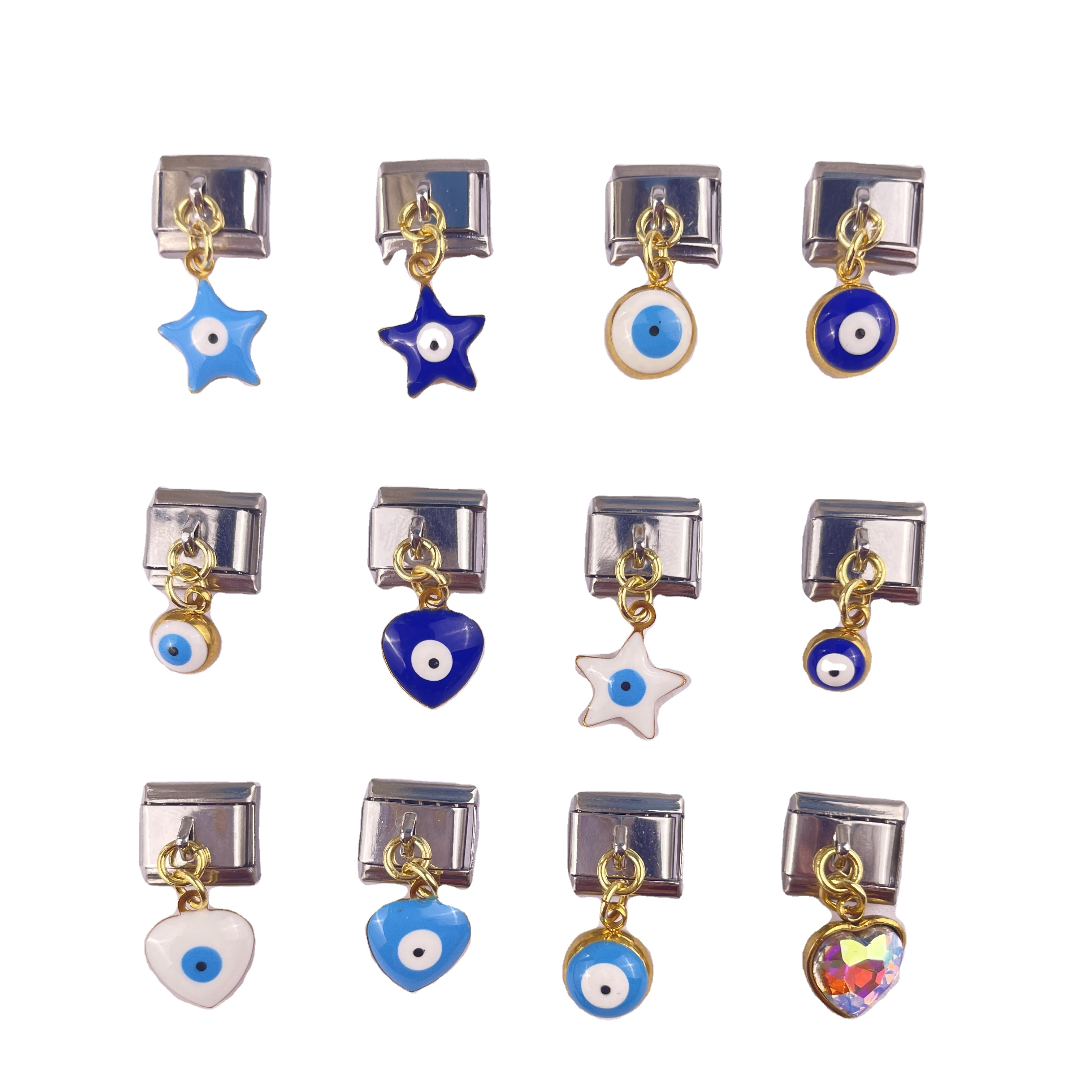 2024 Diy Personalized Shiny Classic Devil's Eye Hook Pendant 304 Stainless Steel Italian Charm Bracelet 9mm * 10mm Module 1