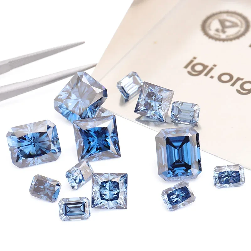 Blue Diamond Stock Round Cushion Heart Radiant Loose Moissanite In Blue-grey 1-10mm Price Per Carat 1