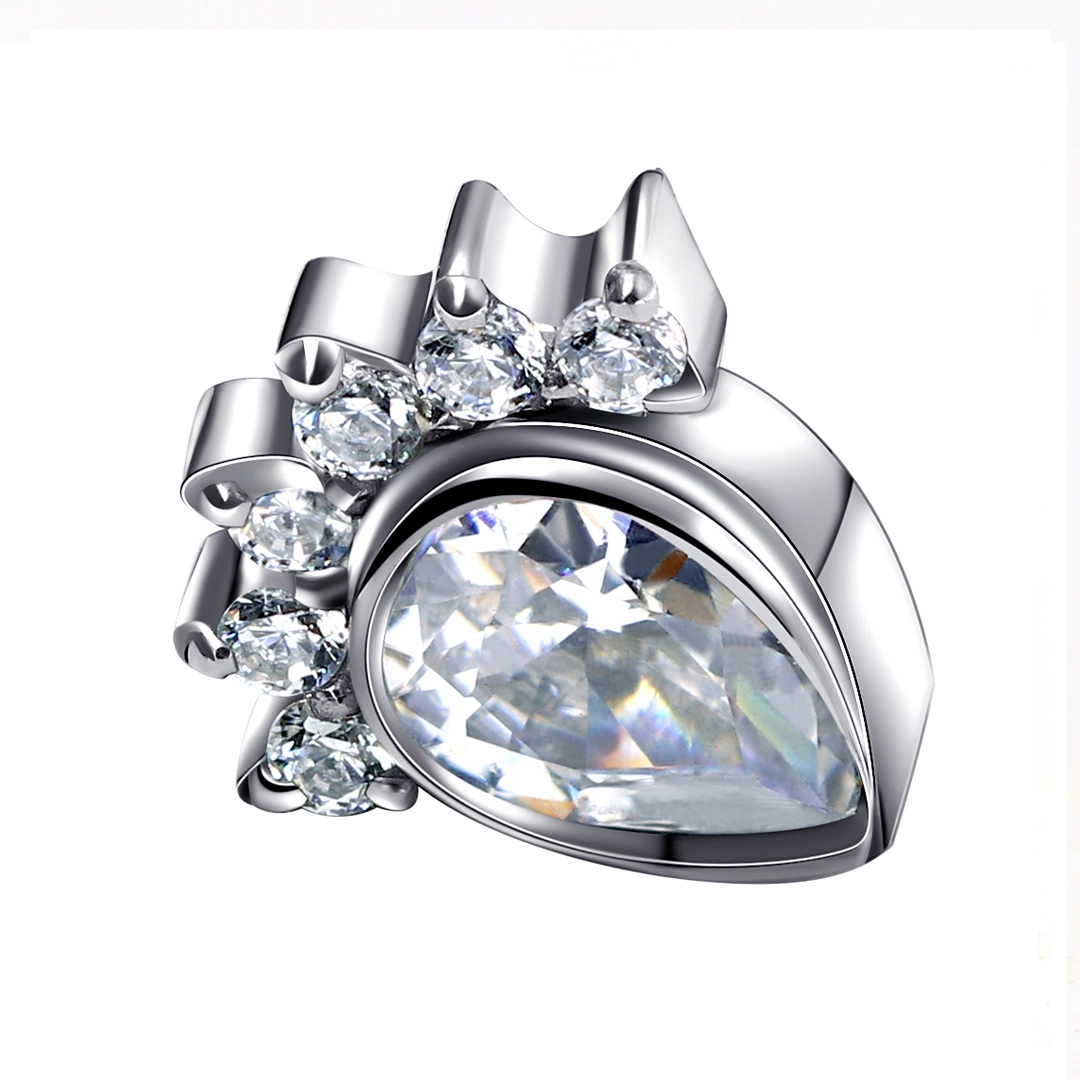 Eternal Metal Astm F136 Titanium Teardrop Cz And Round Cz Threadless Top 1