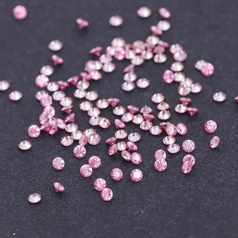 2mm Size Pink Real Diamond Wholesale Price Per Carat Round Cut Moissanite Diamond Plated Pink Loose Moissanite Stones 1