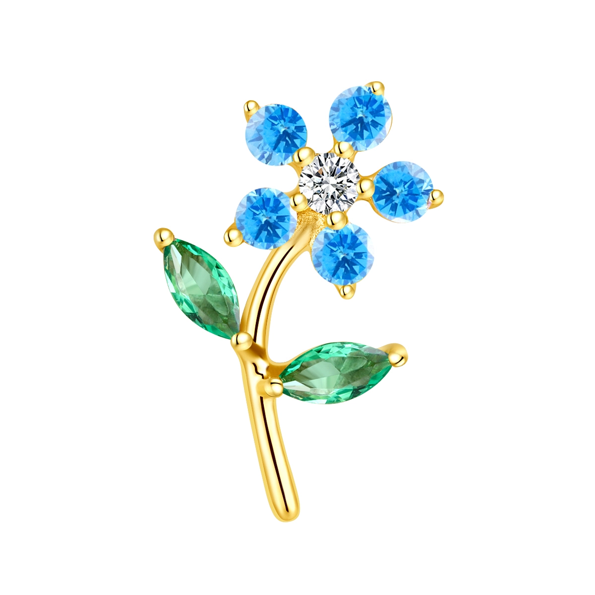 Eternal Metal Romantic Zircon Inlay 14k Solid Gold Flower Threadless Ear & Nose Jewelry Stylish Wedding Piercing For Gift 1