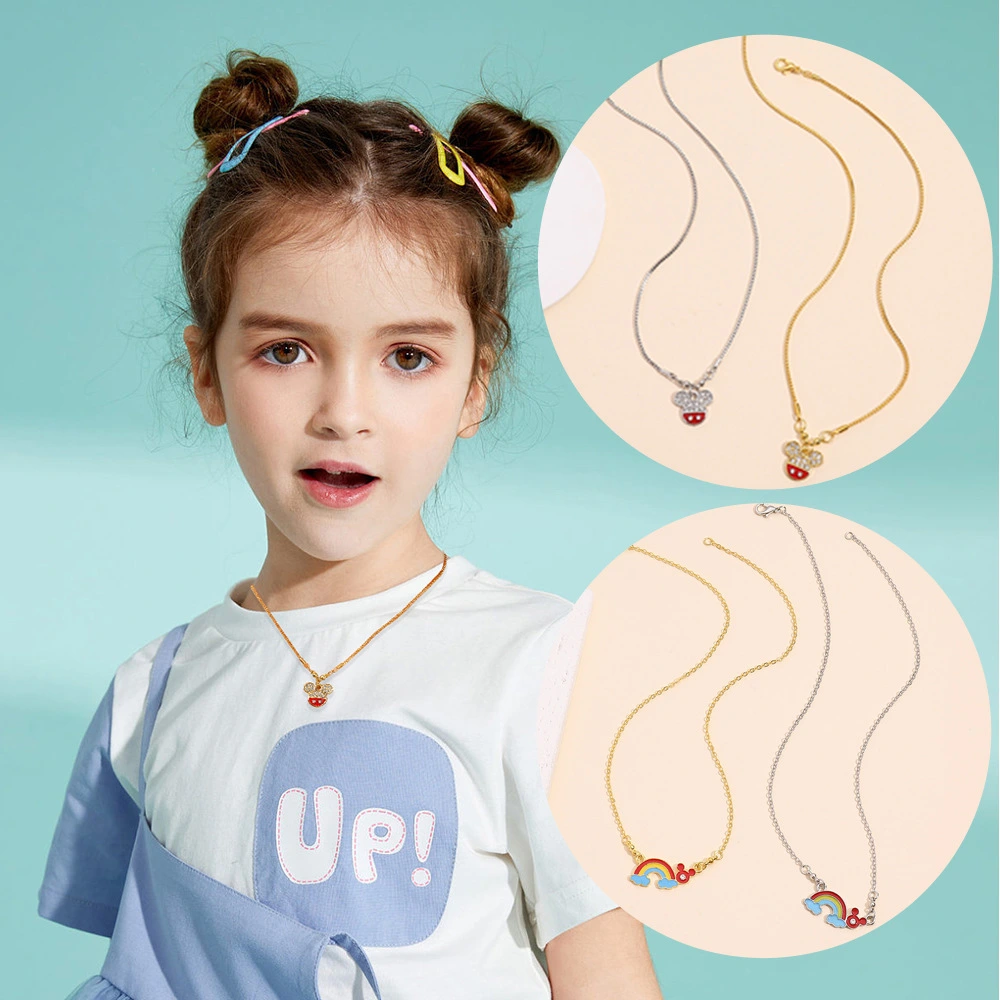 2023 New Children's Fashion Rainbow Necklace Pendant European And American Style Mickey Pendant Necklace 1