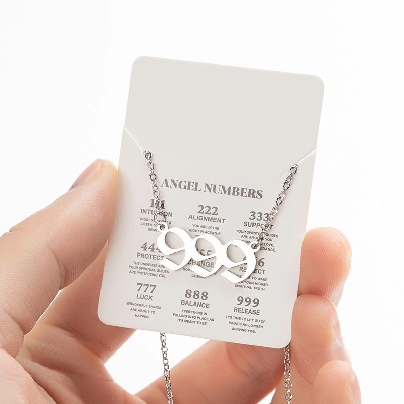 New Angel Digital Necklace Small Number Stainless Steel Light Luxury Sweater Chain 1