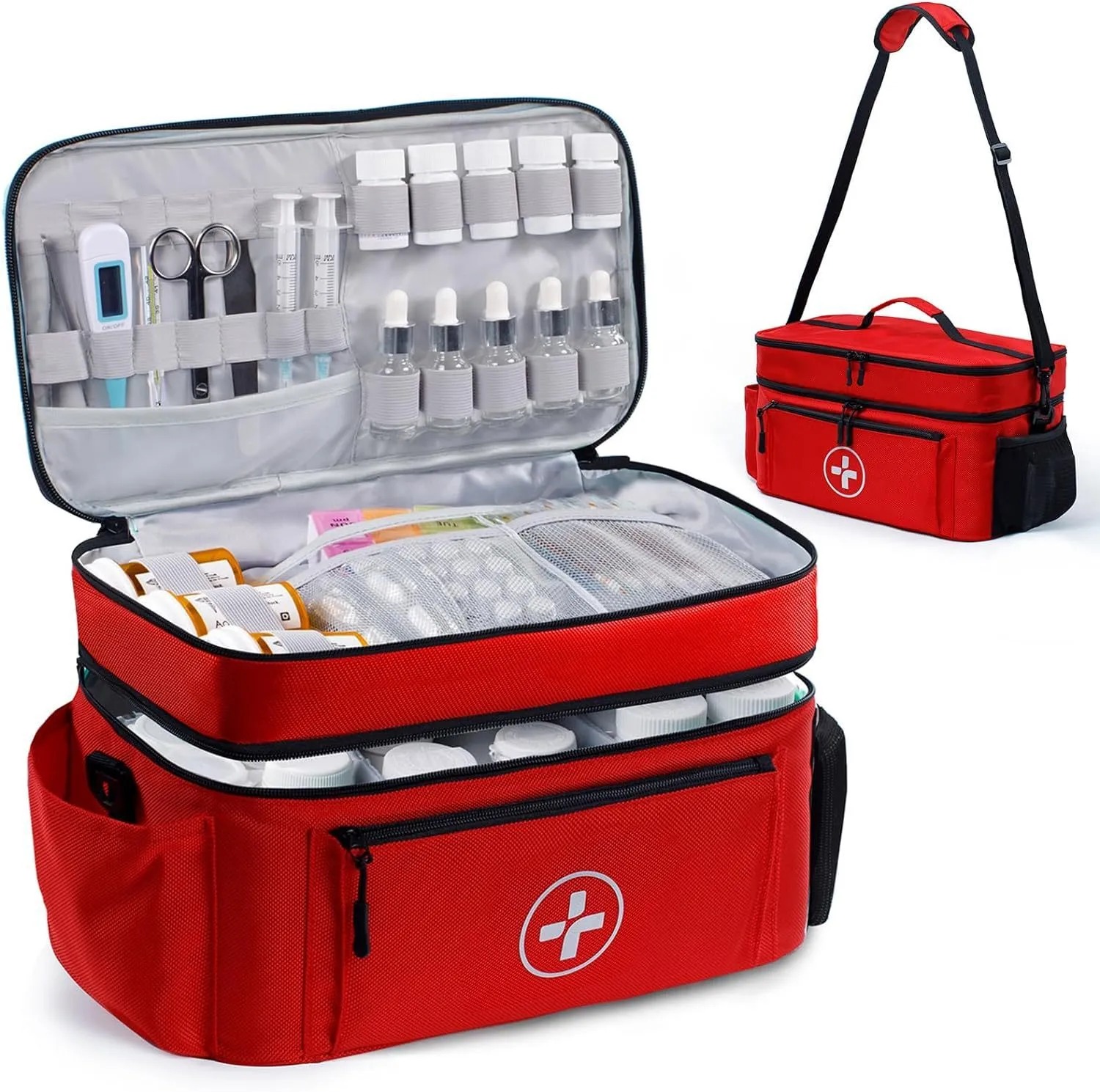 Borsa di medicina da viaggio Borsa di stoccaggio, scatola di stoccaggio di pillole e medicine, kit di pronto soccorso di viaggio domestico 1