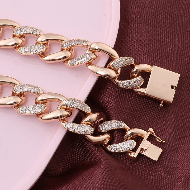 Lateinamerika Frau feierliche Mode einfache kubanische Kette 14K Gold Halskette 1