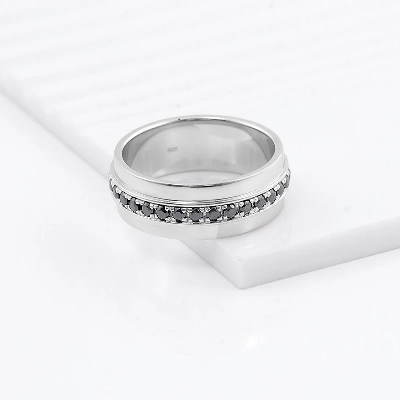 Vente chaude Anneau de mariage personnalisé Black Moisanite Diamond Ring Silver925 Bijoux Moisanite 1