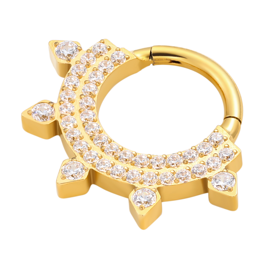 Fashionable Astm F136 Titanium Body Jewelry Eternal Metal Claw Setting Cubic Zircon Nose <000000> Earring Piercing Clicker Men Women 5