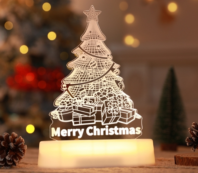 Creative acrylic decorative light Gl-S12 3D acrylic Christmas tree warm light night light Festive atmosphere light 1