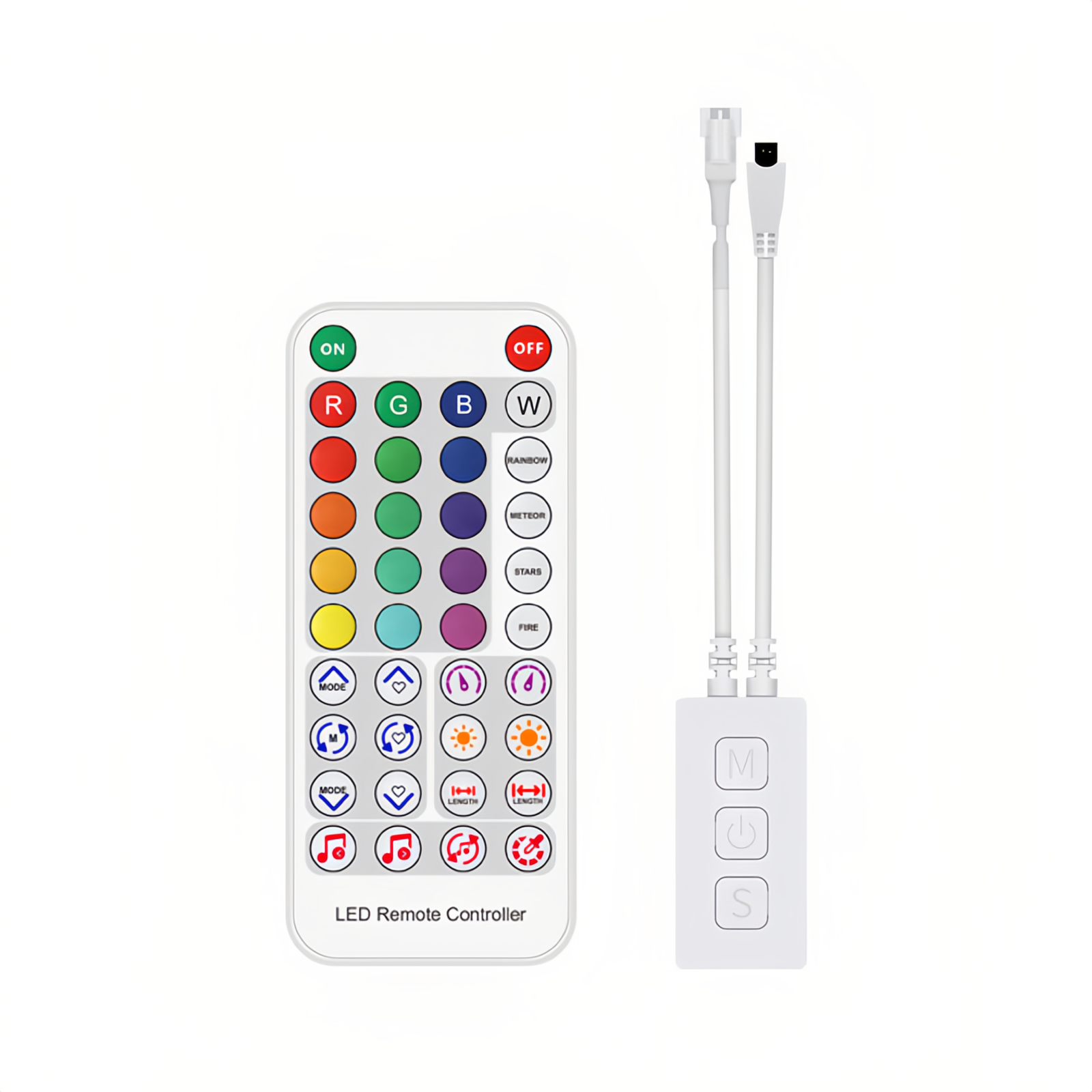 GO-RGBIC-SP611E-BT LED RGBIC Bluetooth controller, DC5-24V, 142 modes + 18 music modes, 600 IC points supported, APP & IR remote, 38-key design, compatible with WS2812B, SK6812.