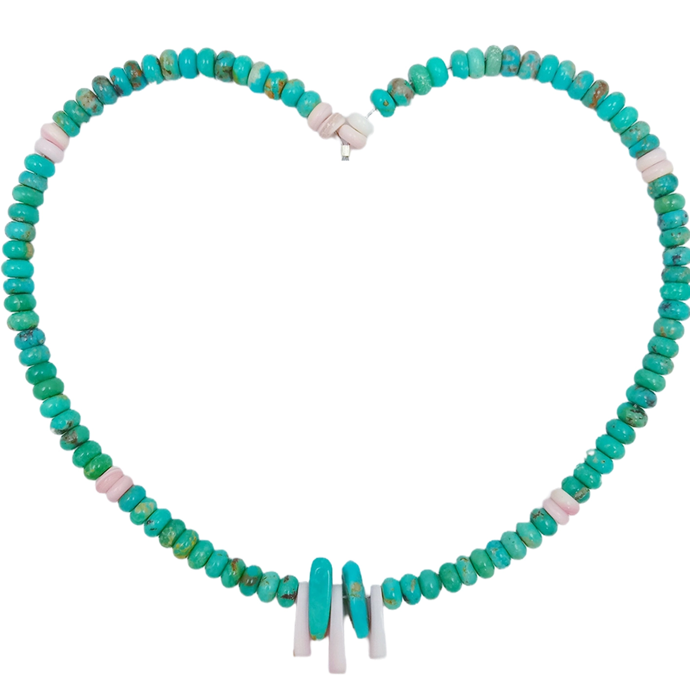 Natural Turquoise And Pink Opal With Roundle Beads Green And Pink Gemstone 30g Choker Simple Handmade Jewelry For Making Jewelry 1