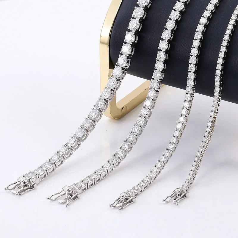 Fine Jewelry 2/3/4/5/6mm 6/7/8 Inches Moissanite 925 Sterling Silver Def Vvschain Moissanite Tennis Bracelets Men Women Bracelet 1