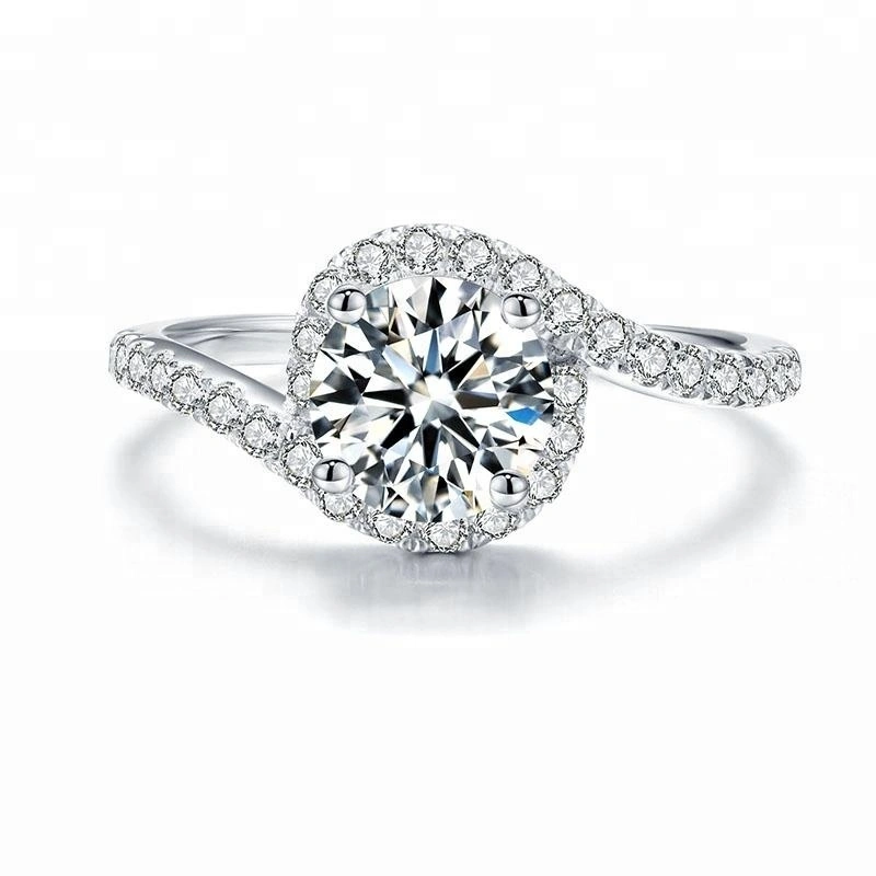 Joyería de Provence Halo Setting EF VVS 8 mm de 2 quilates Anillo de boda de compromiso de diamantes 1