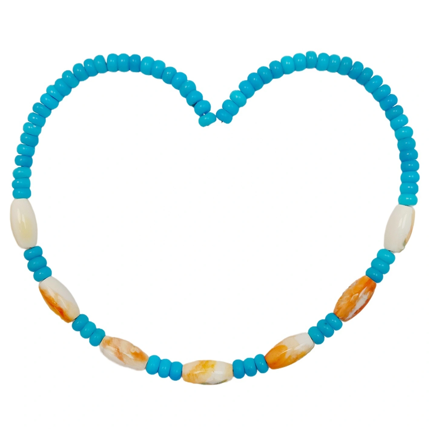 28.1g Natural Turquoise Spiny Oyster Healing Necklace Natural Stone Seed Beads Choker Necklace Gift 1