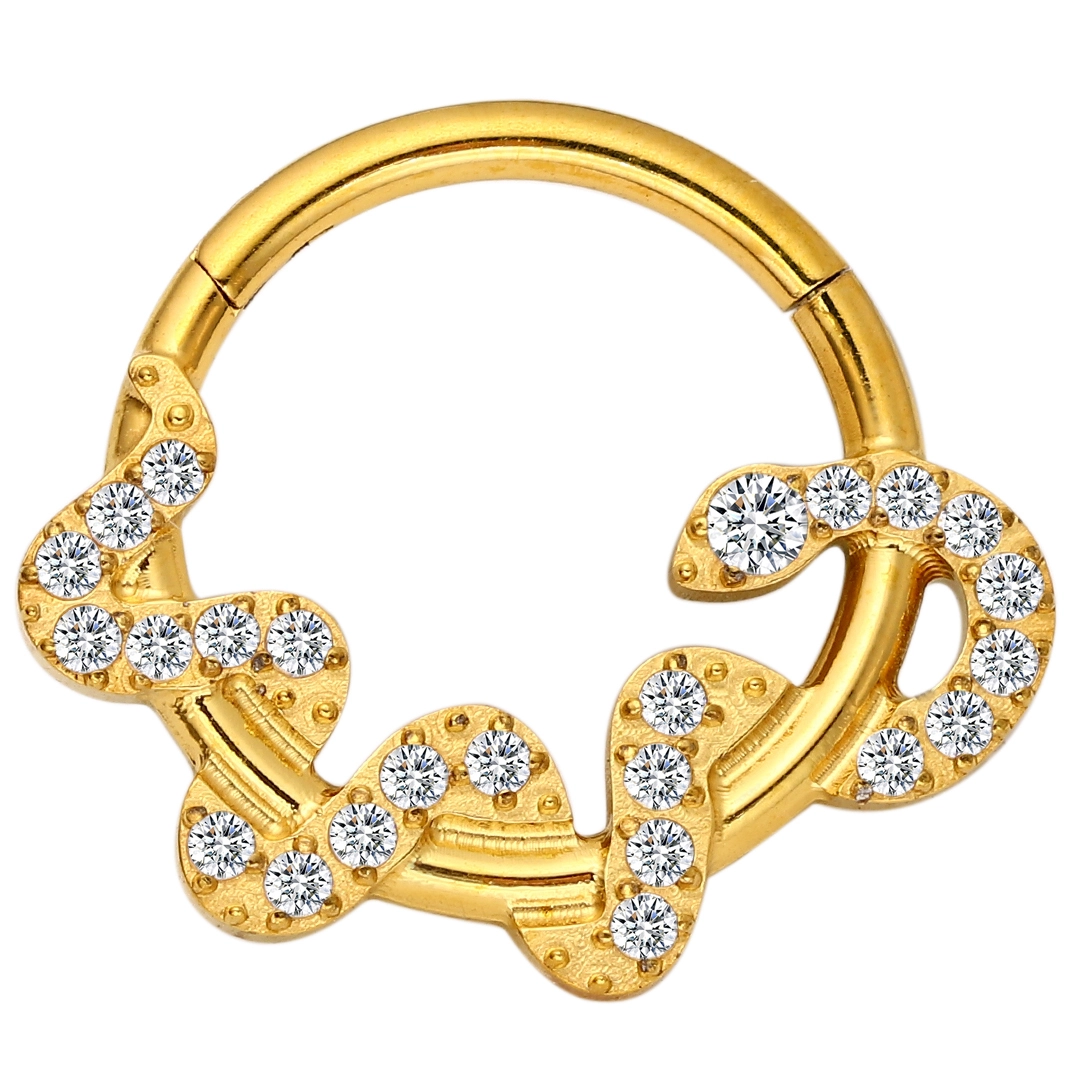 Eternal Metal Astm F136 Titanium Snake Shape Hinged Segment Clicker With Zircon Multiple Color Piercing Jewelry1 1