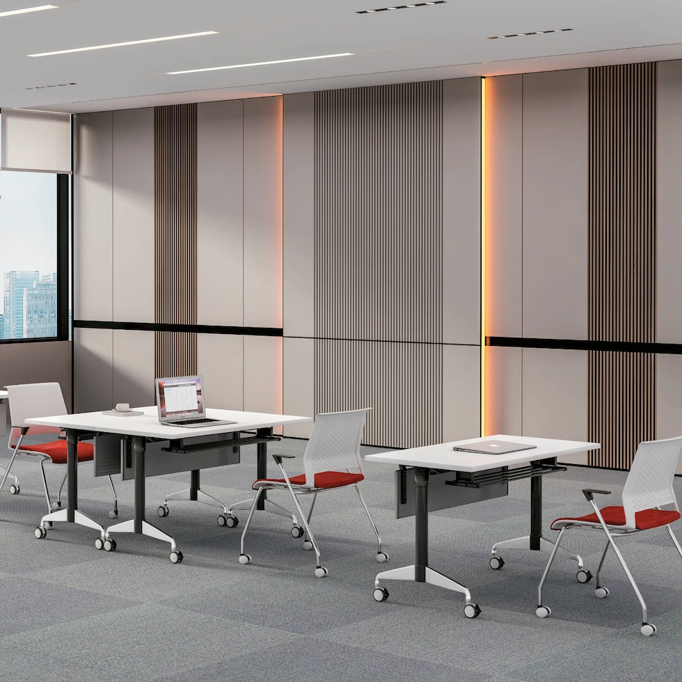 Modern White Folding Study Table Foldable Office Conference Training Table For Living Room 1