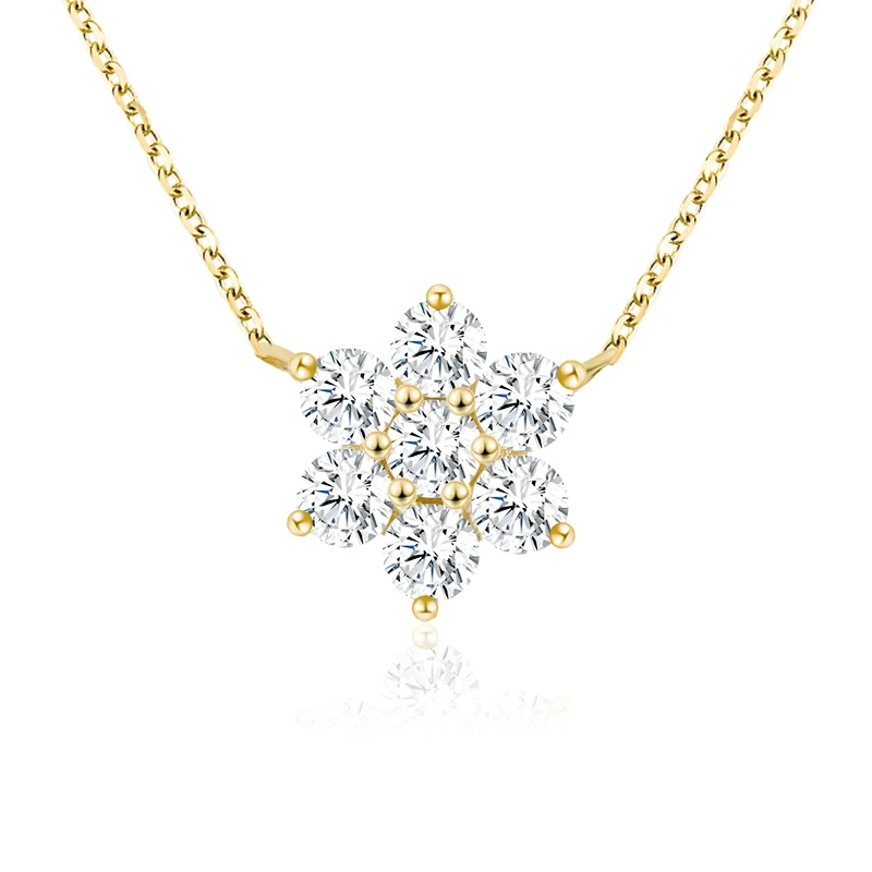 Collier de pendentif diamant blanc créé de tournesol Collier Moisanite Femmes 14K Collier cadeau pendentif en or 1