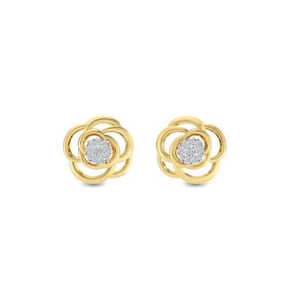 Flower oreilles Round Cut Moissanite Diamond 18k Gold Fashion Girl Girl Boucles d'oreilles Jaunes Gold Femmes Gift Oread 1