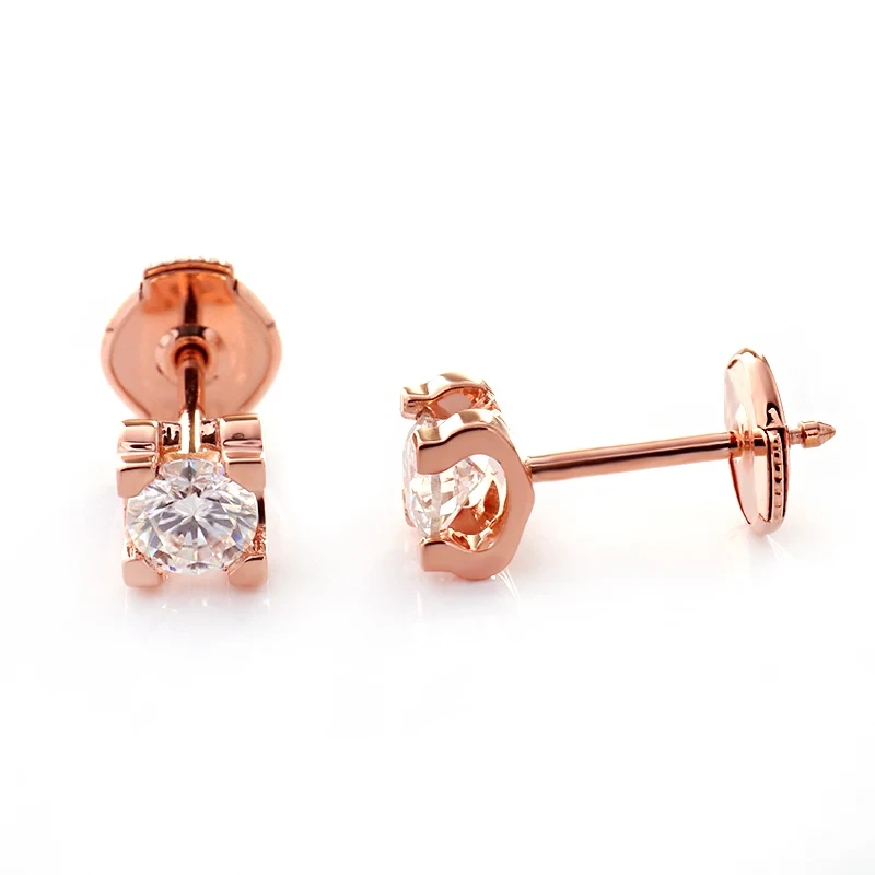 Venta caliente 1CT Forma redonda Pendientes Moissanite Pendientes de 18k Gold White Gold / Yellow Gold Fashion Lendy Cool Women Pendientes 1