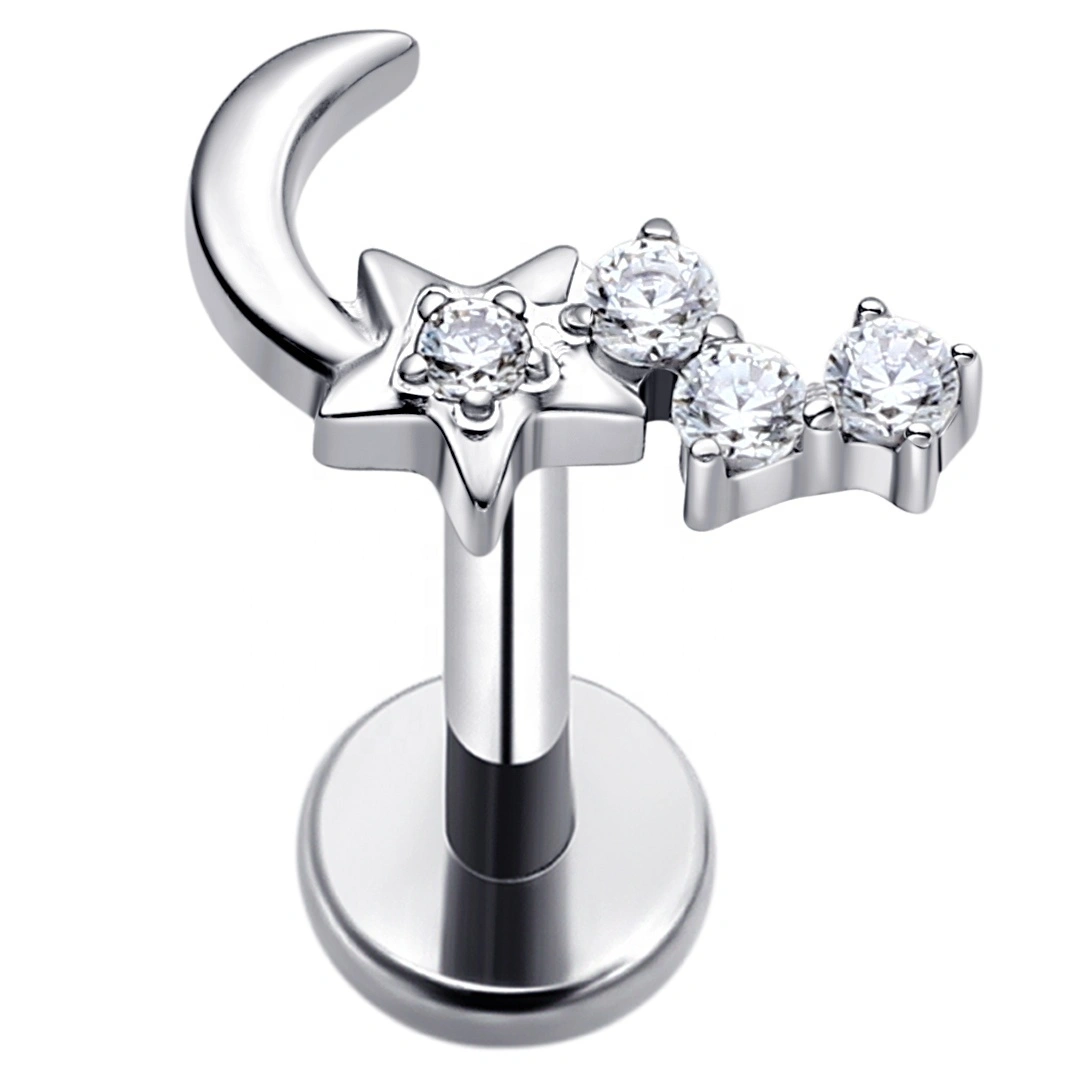 Eternal Metal Astm F136 Titanium Moon Sheped Internally Threaded Labret Studs Piercing Jewelry 1